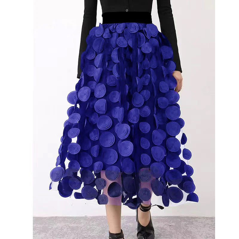 Dotted patchwork tulle skirt