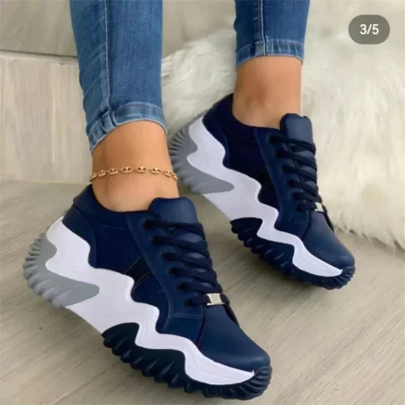 Women's breathable vulcanised platform sneakers with thick bottom