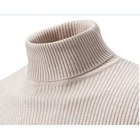 Stylish turtleneck jumper with cable knit pattern