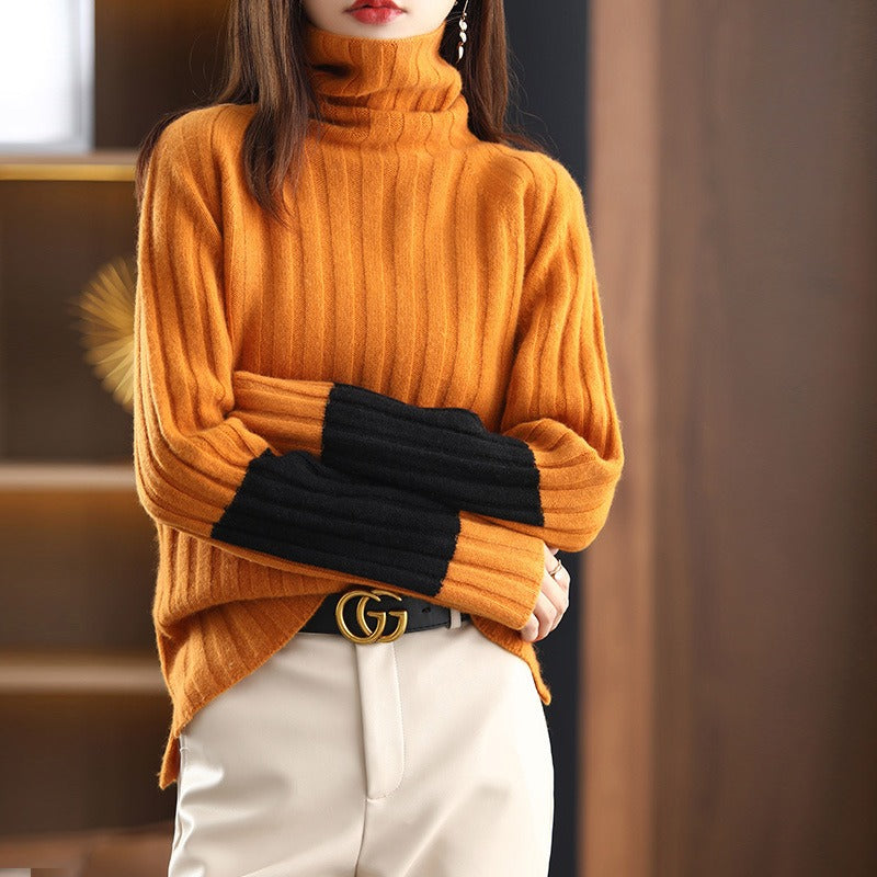 Women - Turtleneck Jumper - Soft Loose Knit - Cozy Fall Winter Essential