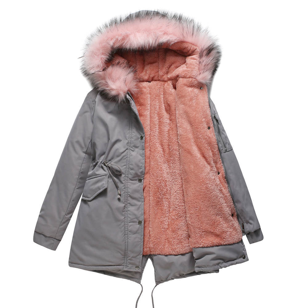 Women's parka with hood and modern design