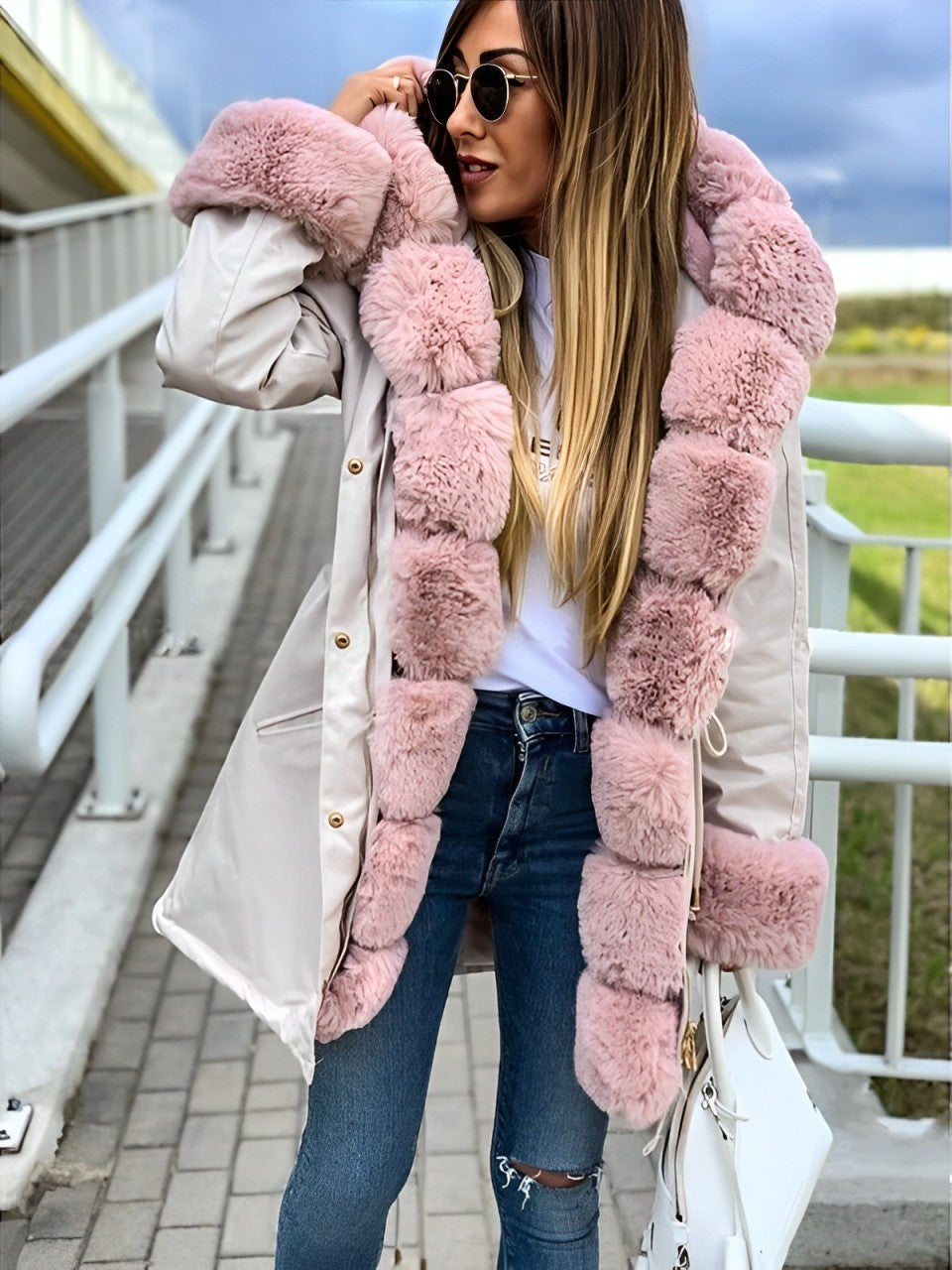 Women's Fur Coat - Warm Hooded Jacket - Cozy Faux Fur - Stylish Outerwear for Winter