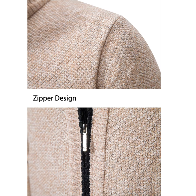 Elegant cardigan with zip and stand-up collar