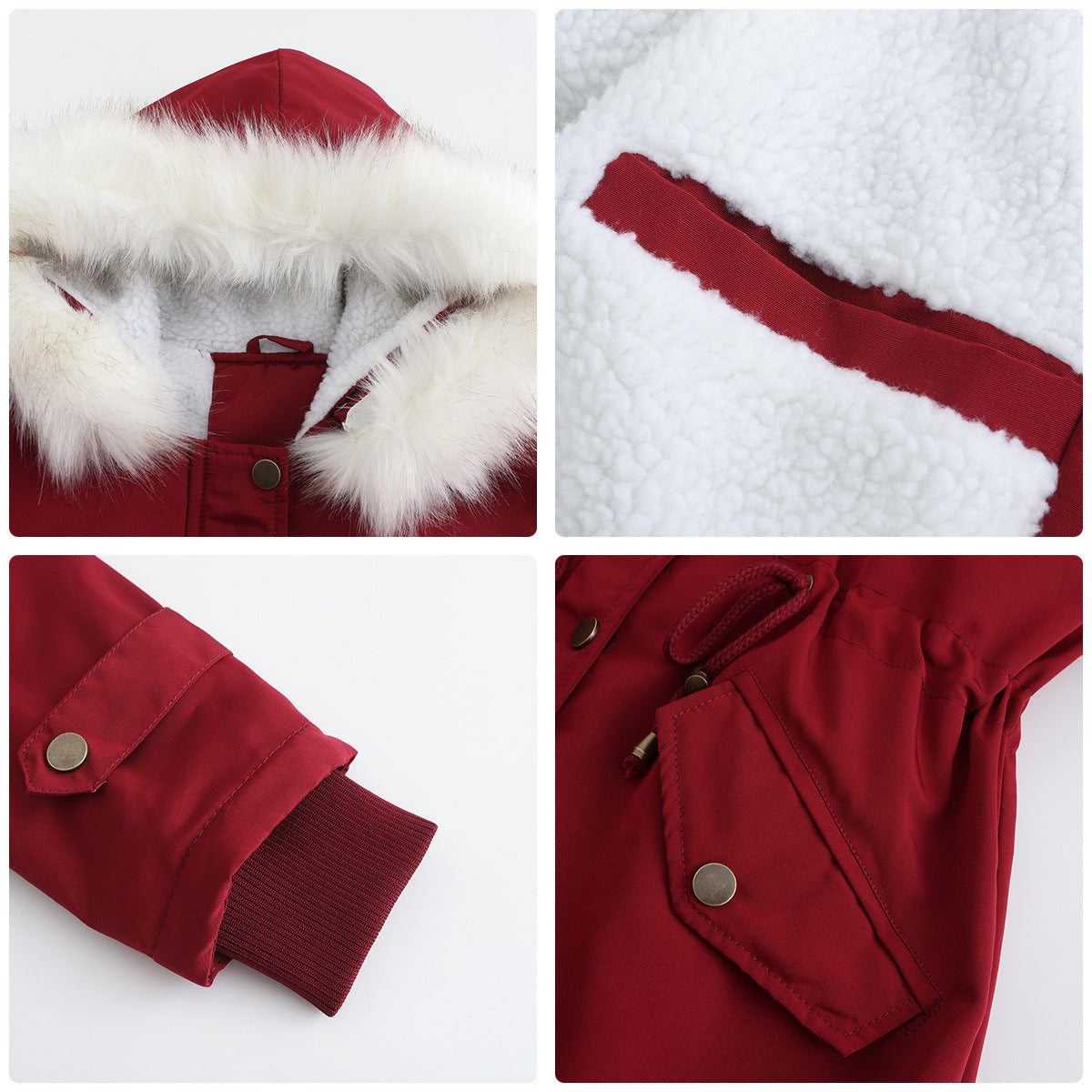 Women - Winter Parka Coat - Detachable Fur Collar - Stylish Warm Outerwear for Cold Weather