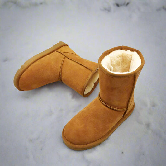 Women - Snow Boots - Smooth Leather - Stylish Winter Footwear for Cold Weather