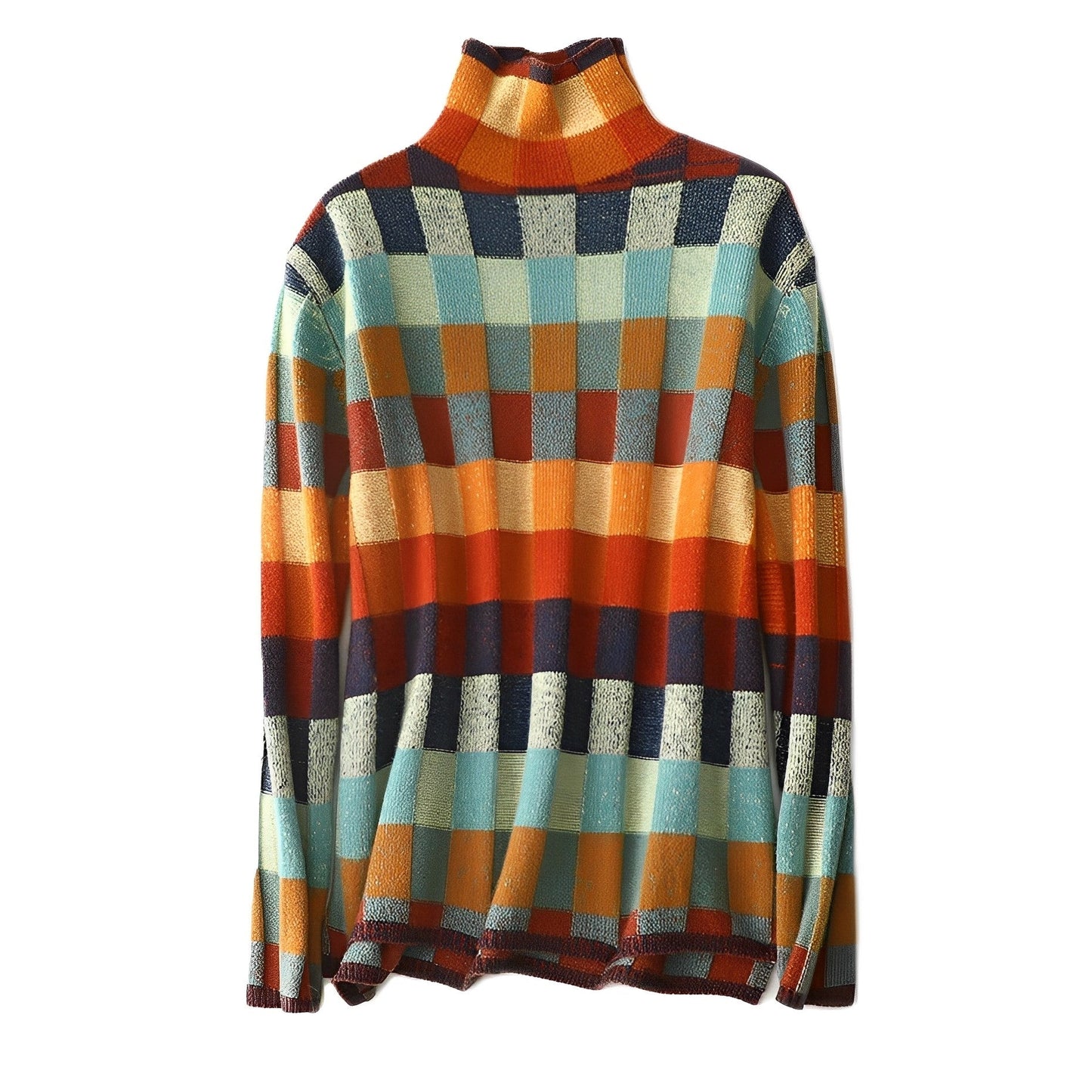 Women - Wool Jumper - Cozy Colorful Checked Knitwear - Stylish & Comfortable Fashion