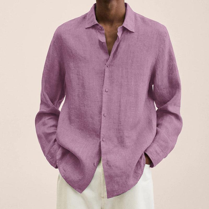 Long-sleeved linen shirts for men