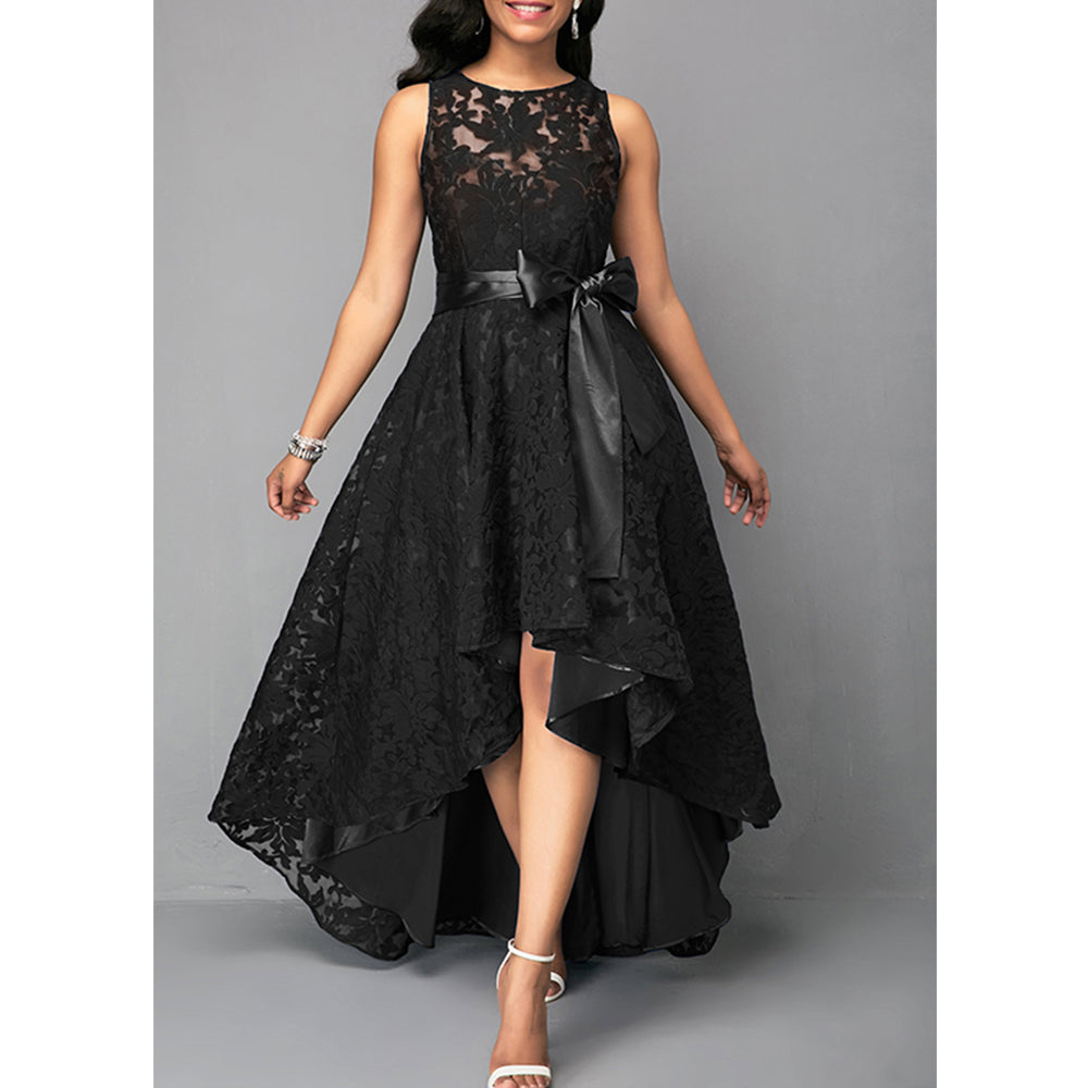 Exquisite Embossed Lace Irregular Dress