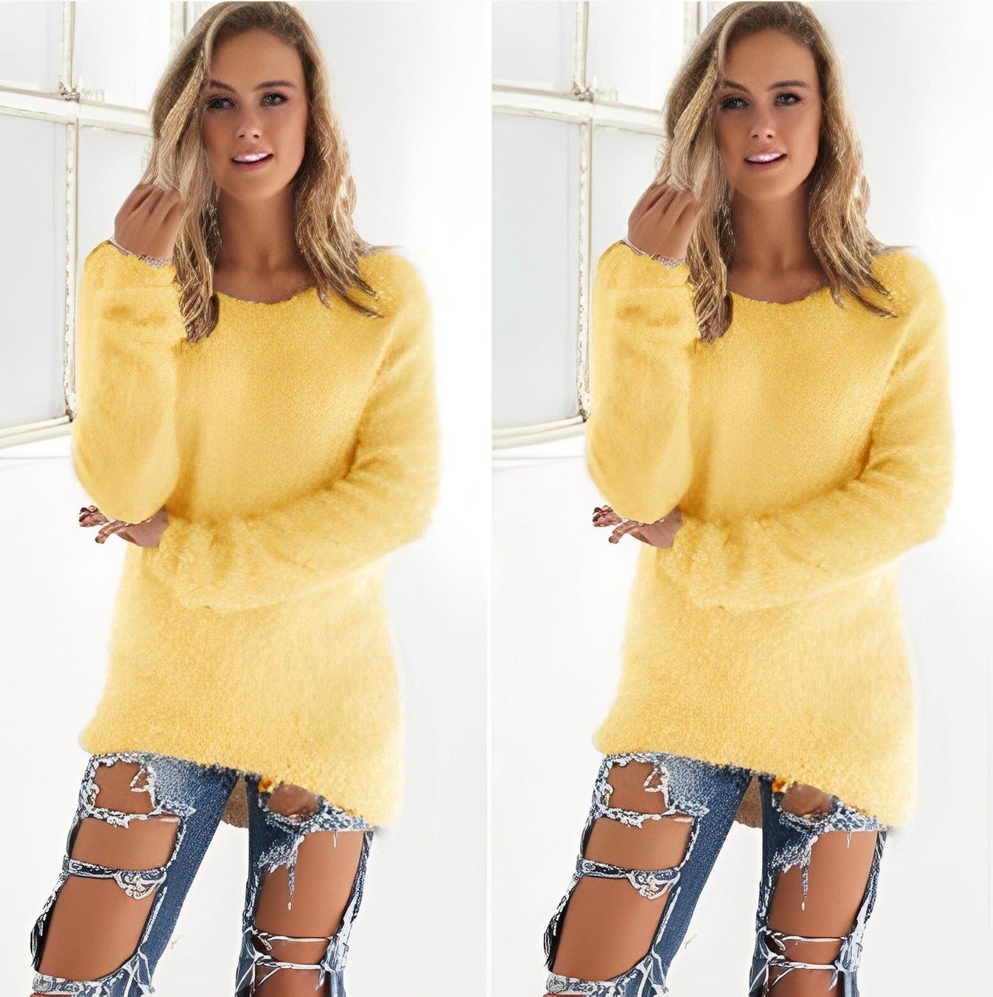 Women - Fluffy Jumper - Cozy Knit Sweater - Casual Warm Fashion Essential