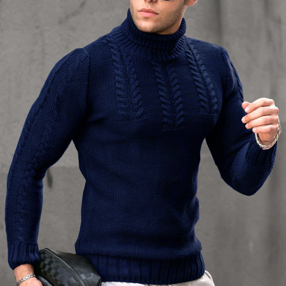 Men - Turtleneck Jumper - Stylish Knitwear - Warm and Comfortable Sweater for Everyday Fashion