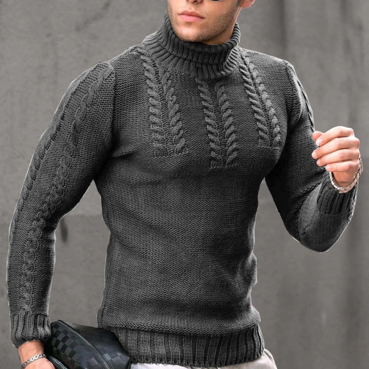 Men - Turtleneck Jumper - Stylish Knitwear - Warm and Comfortable Sweater for Everyday Fashion