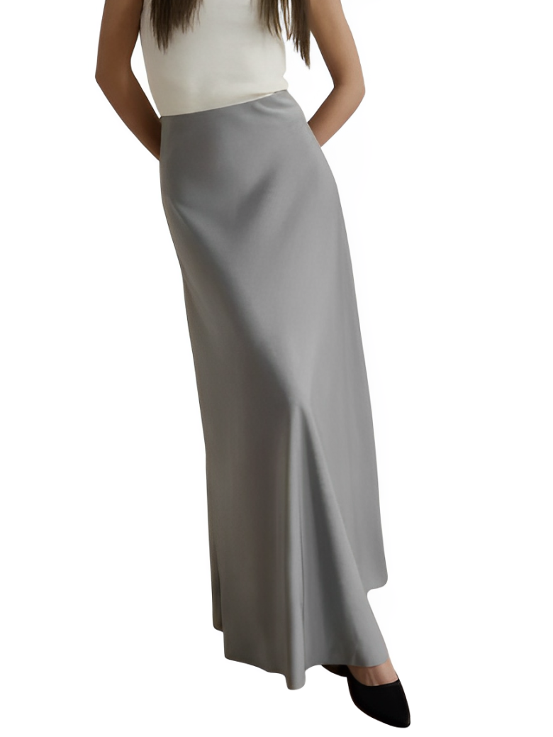 Long satin skirt in fishtail street design