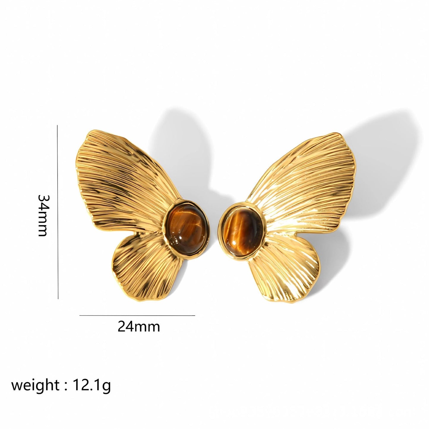 Women's - Stainless Steel Stud Earrings - Butterfly & Flower Motif - Elegant Jewelry for Everyday Elegance