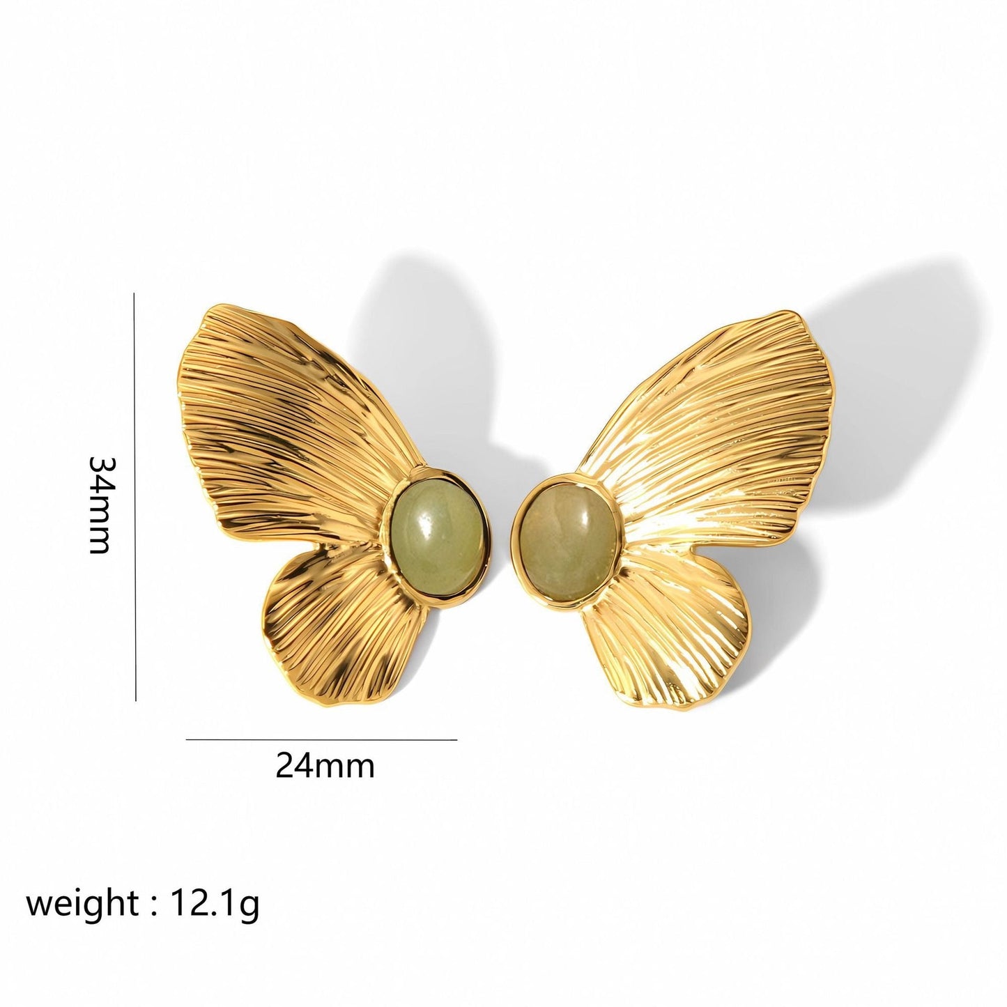 Women's - Stainless Steel Stud Earrings - Butterfly & Flower Motif - Elegant Jewelry for Everyday Elegance