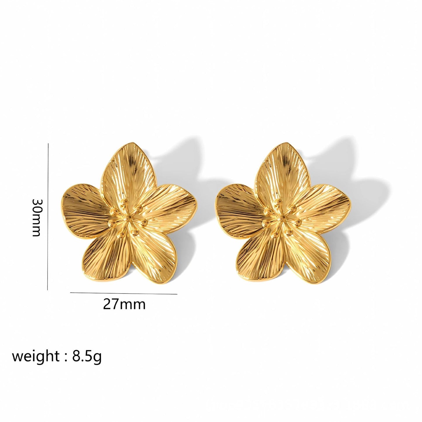 Women's - Stainless Steel Stud Earrings - Butterfly & Flower Motif - Elegant Jewelry for Everyday Elegance