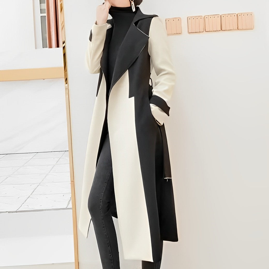 Women - Trench Coat - Elegant Design with Belt - Stylish All-Season Outerwear