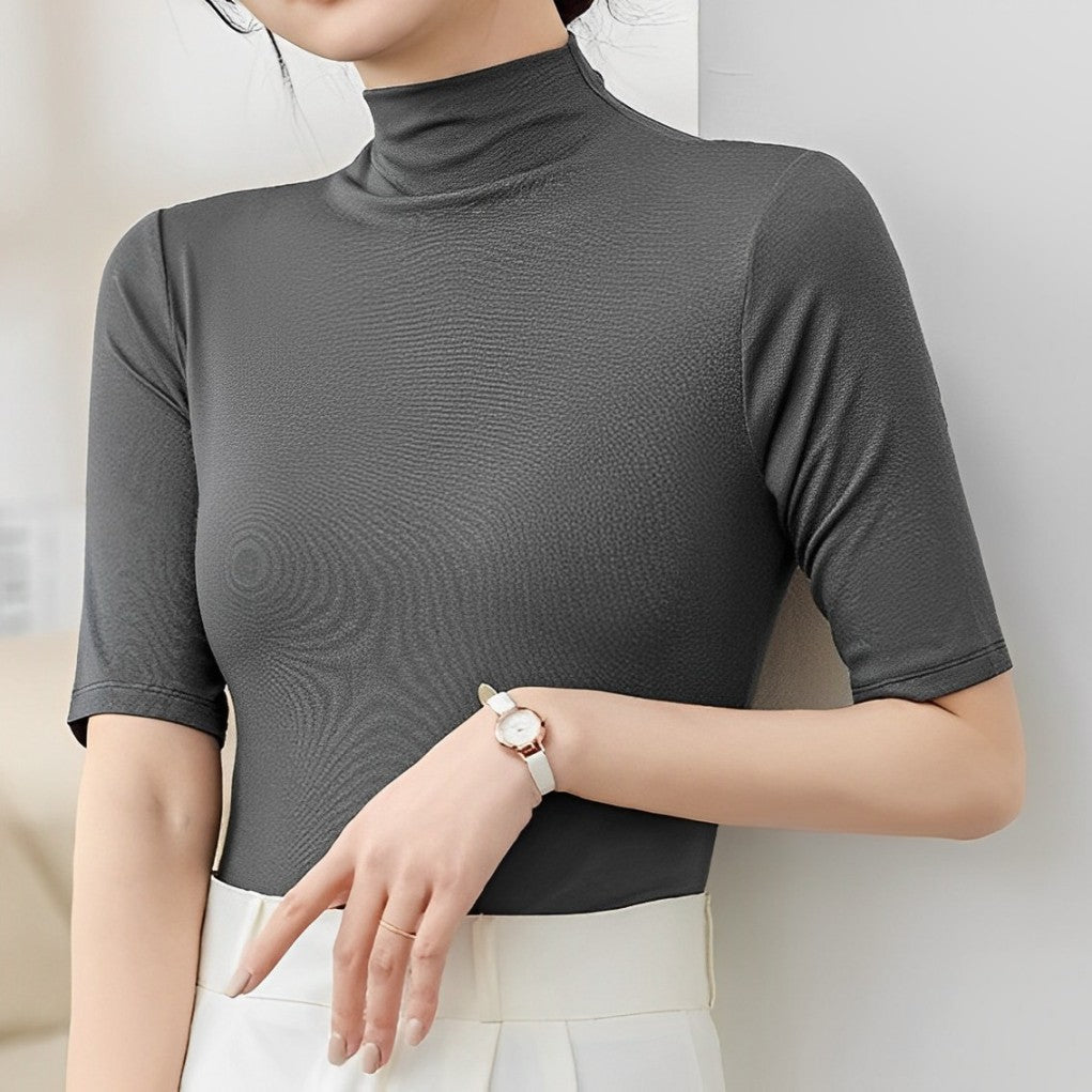 Seamless, close-fitting turtleneck top