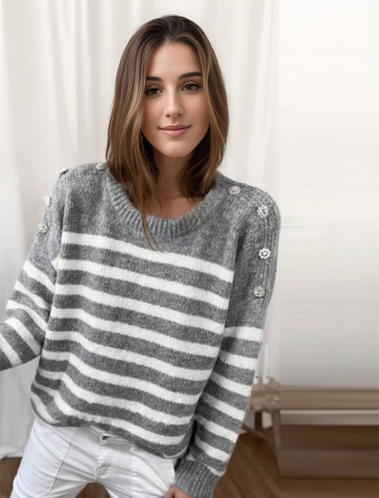 Chic Striped Long-Sleeved Sweater