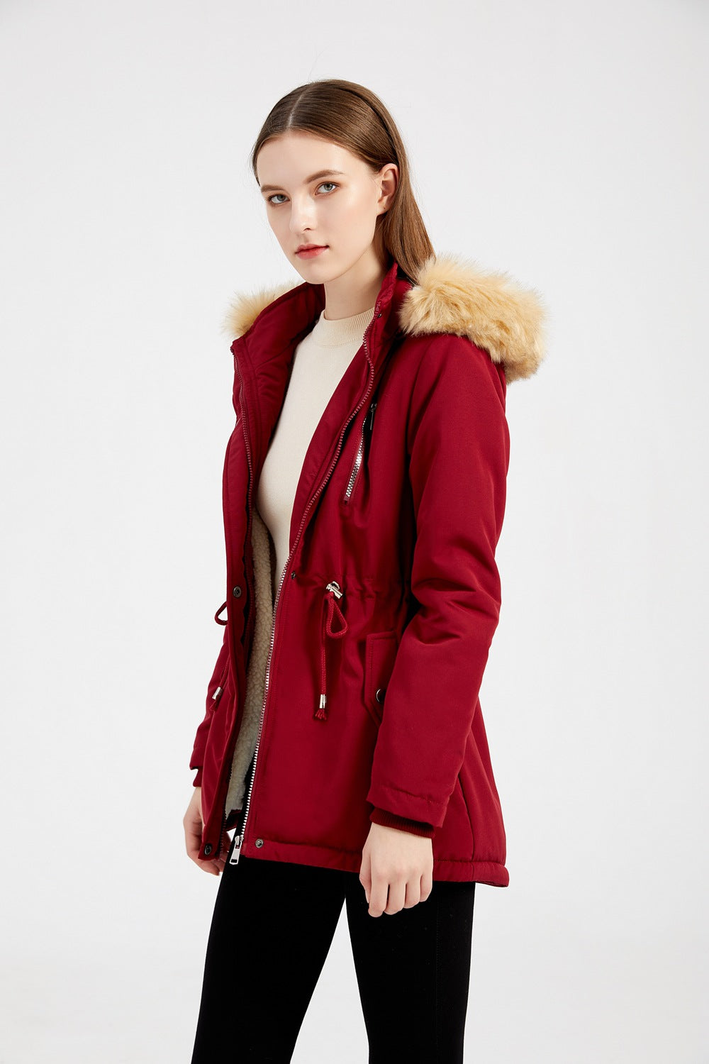 Women - Winter Parka - Thick Lambswool/Cotton Blend - Warm & Stylish Cold Weather Outerwear