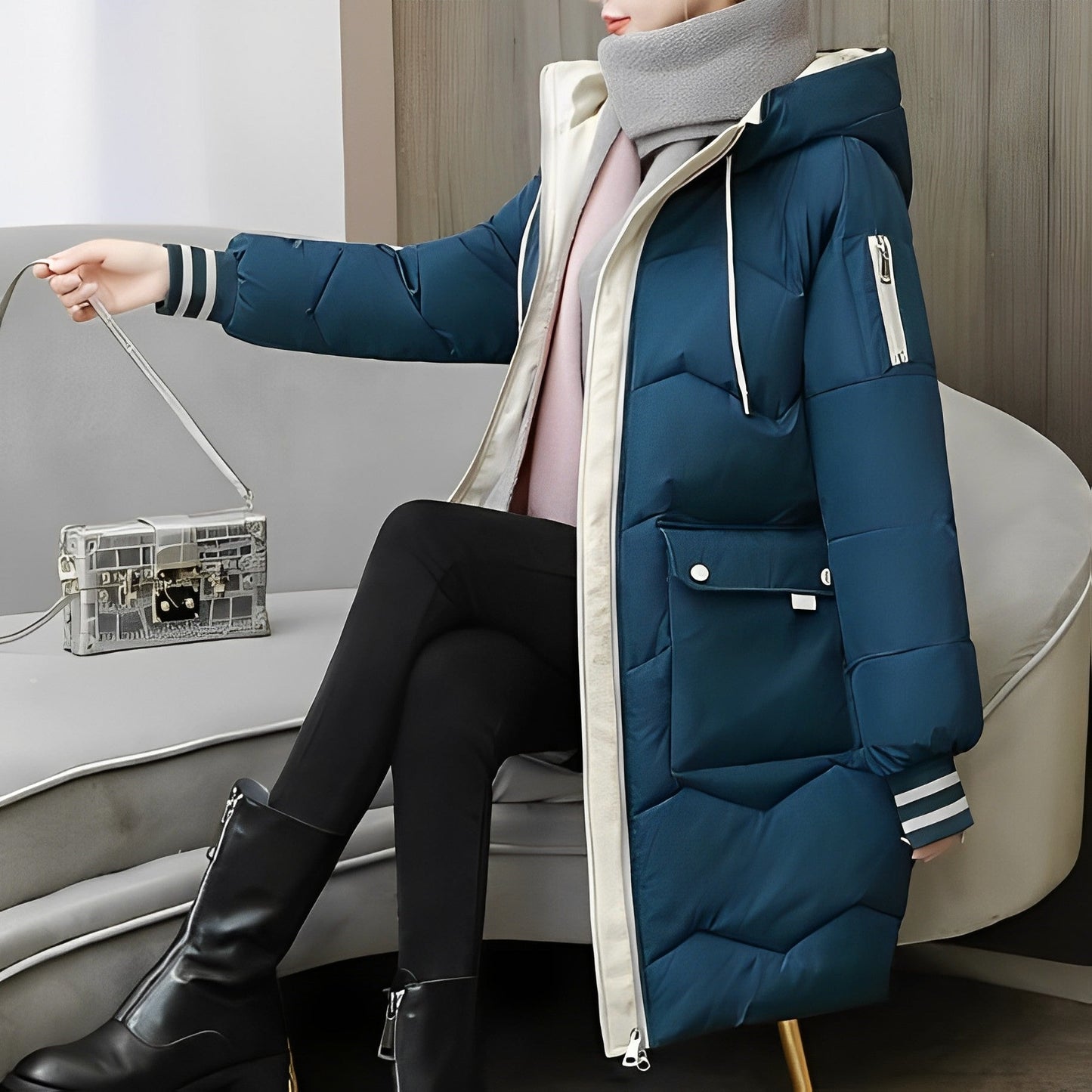 Women's Long Padded Coat - Warm and Cozy Outerwear - Perfect for Cold Weather