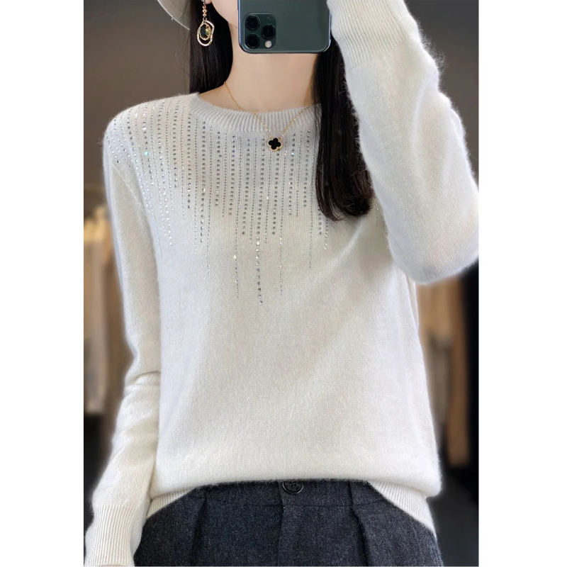 Soft Knitted Ladies Sweater with Sparkling Details