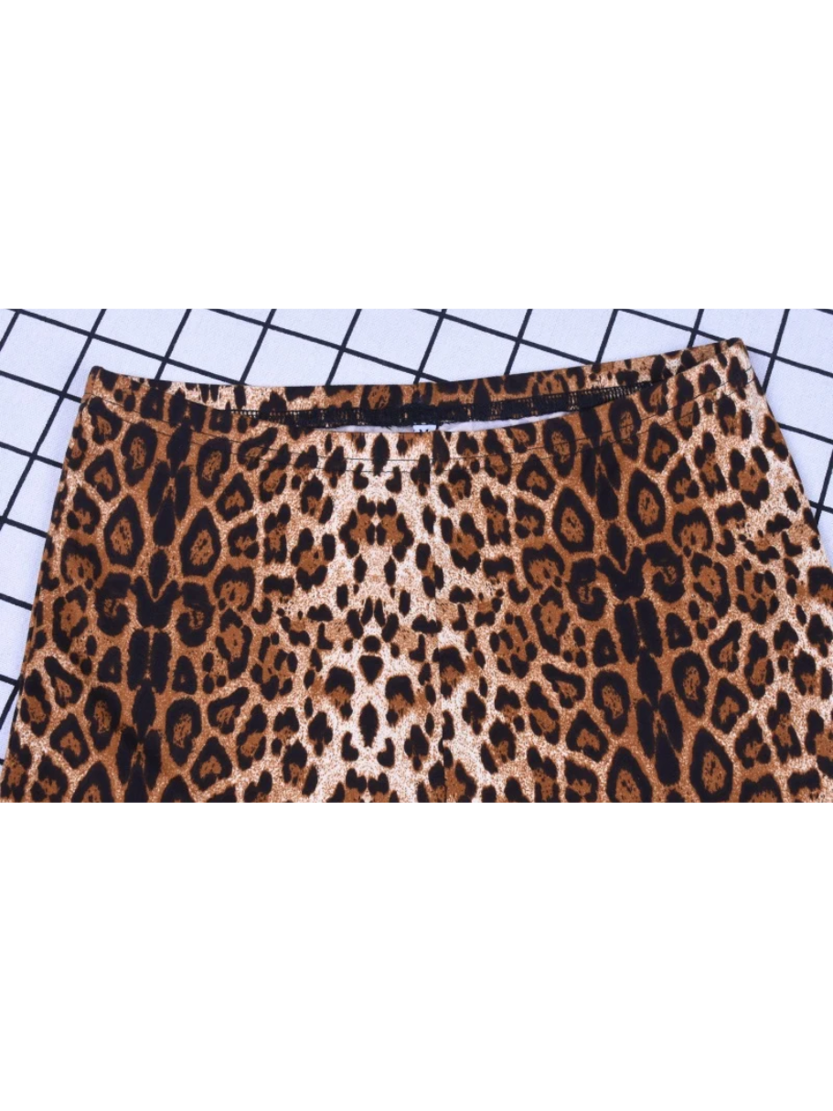 Women's leopard print flared trousers with high waist