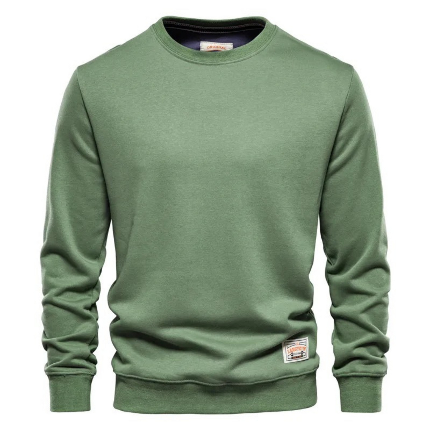 Men's Jumper with round neck, casual long sleeve cotton jumper