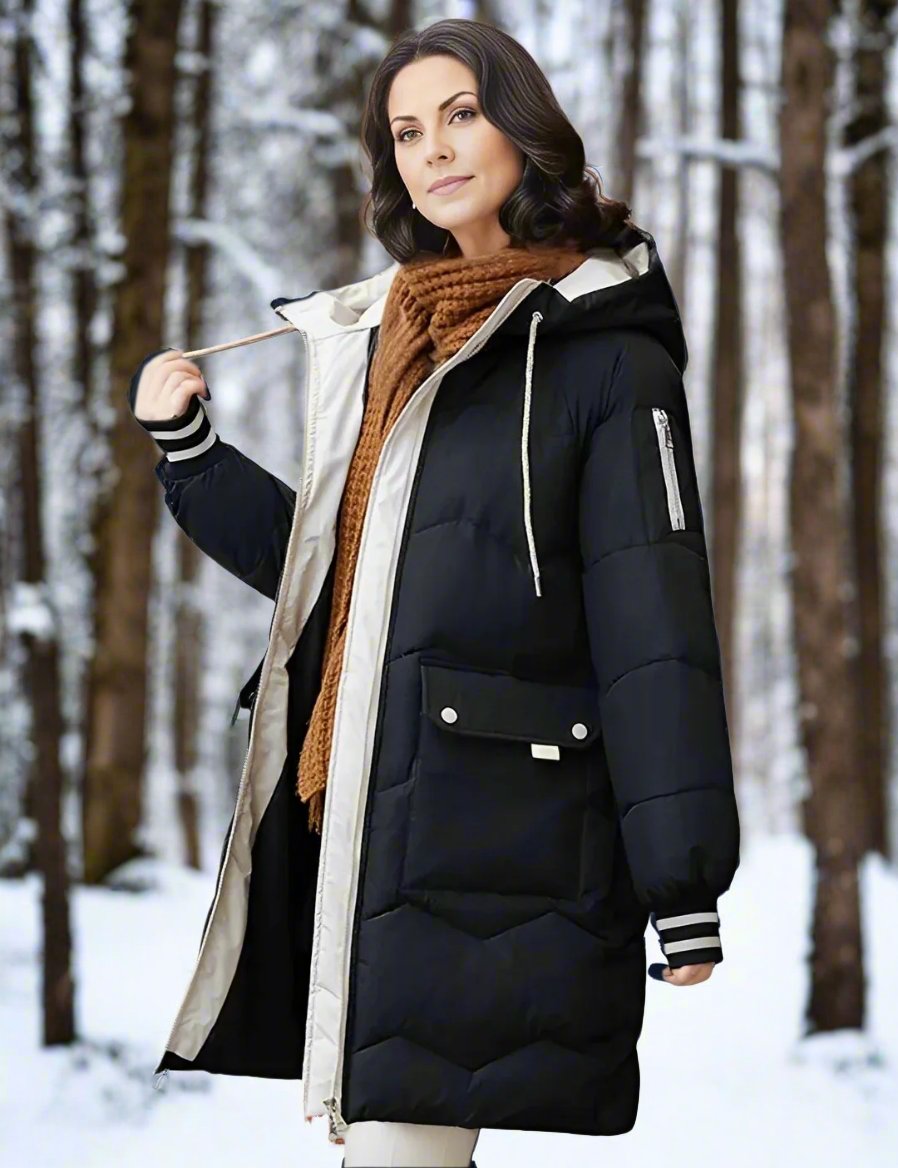 Women's Long Padded Coat - Warm and Cozy Outerwear - Perfect for Cold Weather