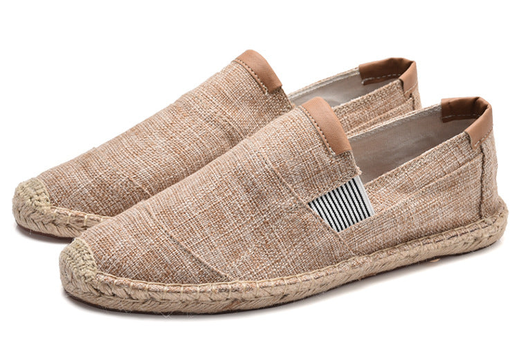 Stylish handmade canvas straw shoes