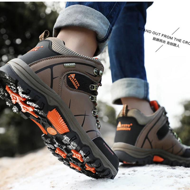 Hiking Shoes Men's Waterproof Warm Lined Outdoor Trekking Shoes