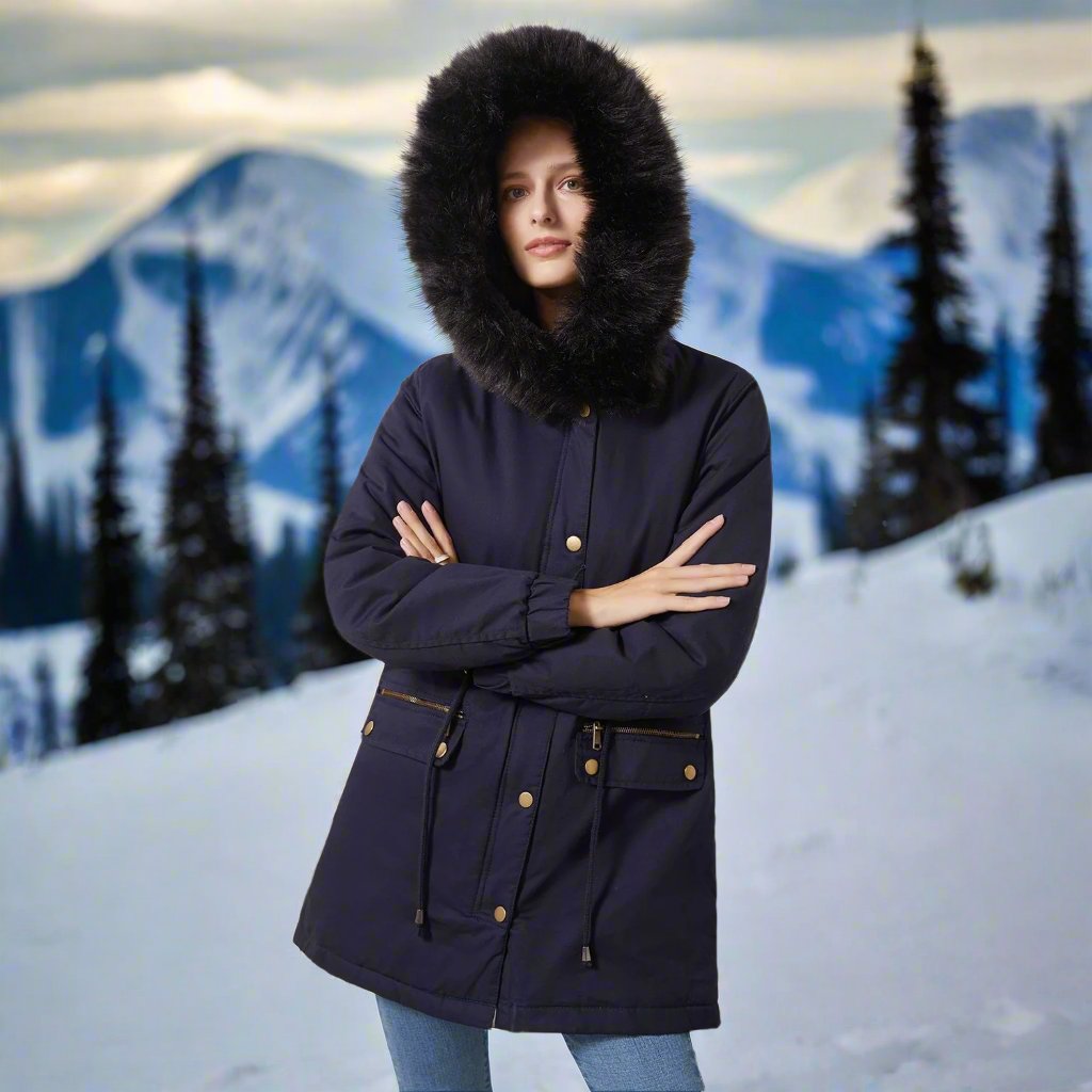 Women - Elegant Parka - Cotton Material - Warm and Stylish Winter Jacket