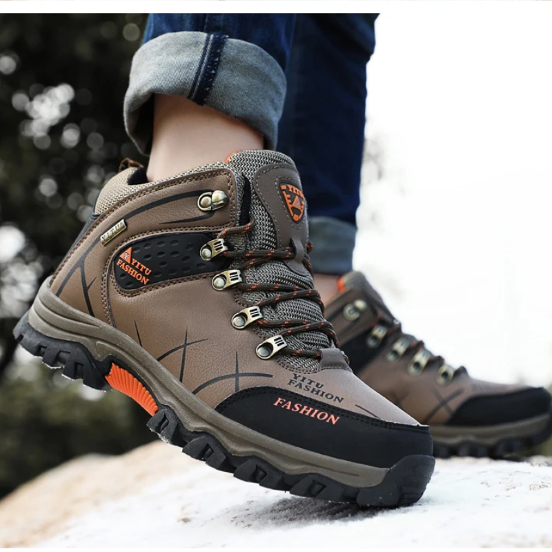 Hiking Shoes Men's Waterproof Warm Lined Outdoor Trekking Shoes