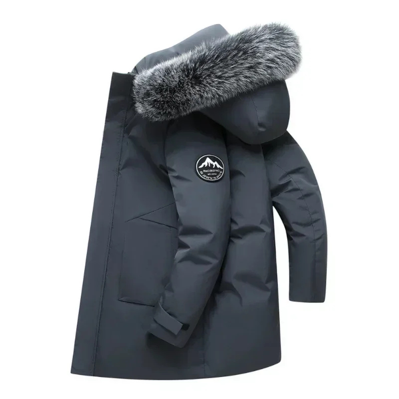 Men's Parka Winter Jacket With Detachable Faux Fur Collar, Windproof