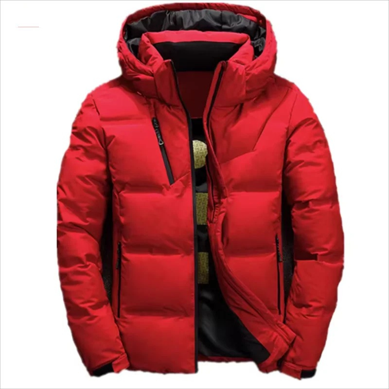 Men's puffer jacket with hood and adjustable drawstring