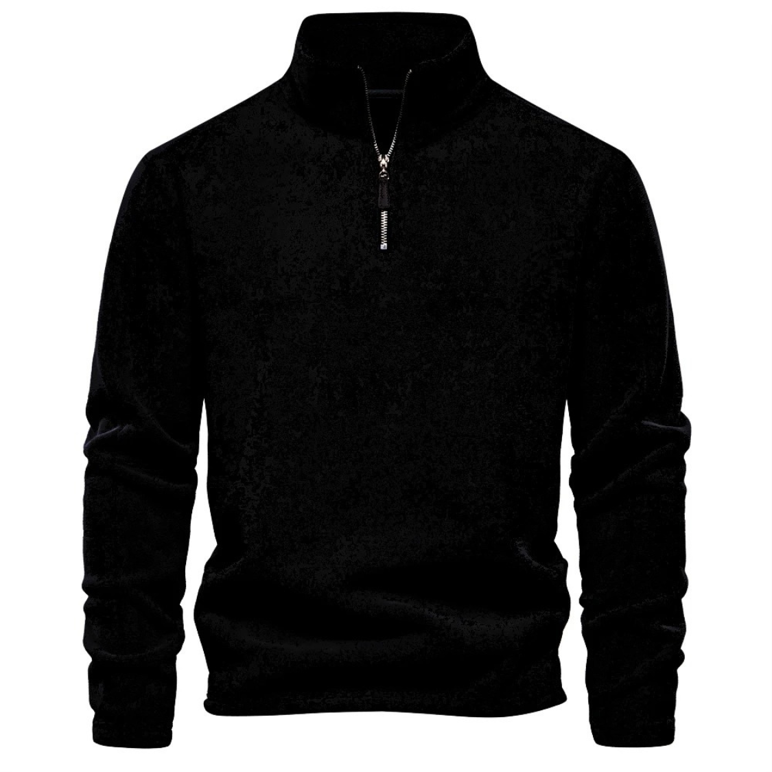 Soft fleece pullover with zip and stand-up collar