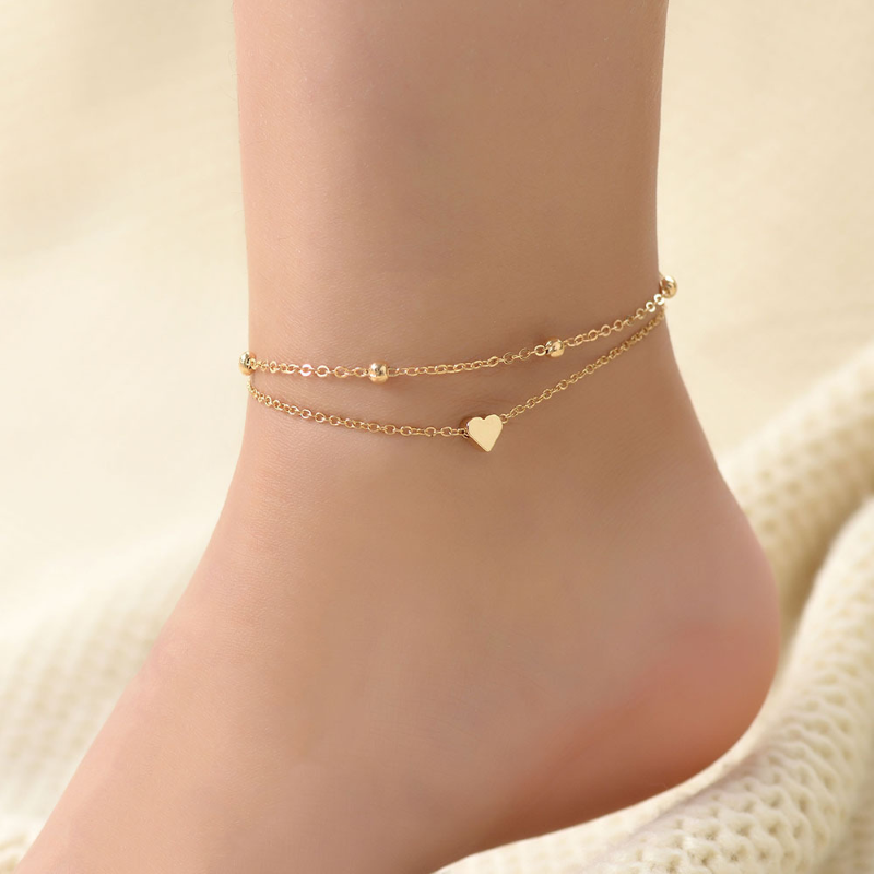 Two-layer heart anklet