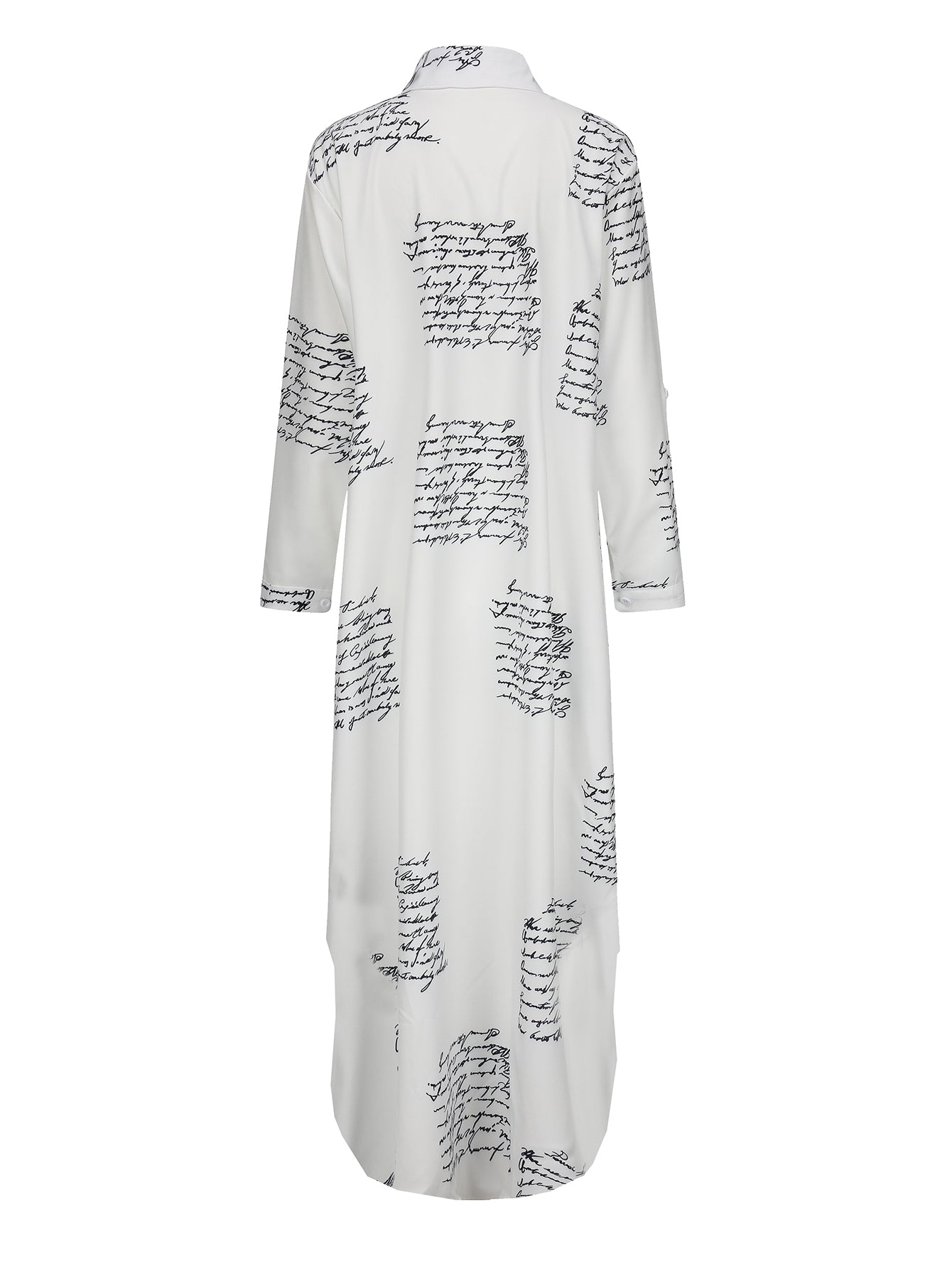 Women - Casual Long Sleeve Dress - White with Message Print - Comfortable & Stylish Everyday Wear