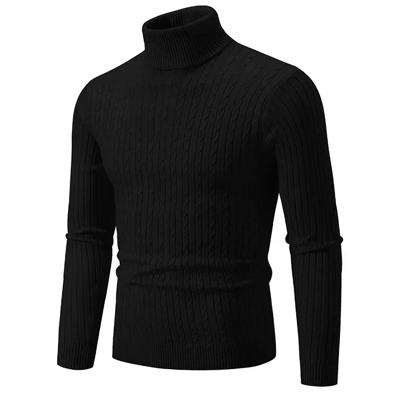 Knitted turtleneck jumper with cable pattern