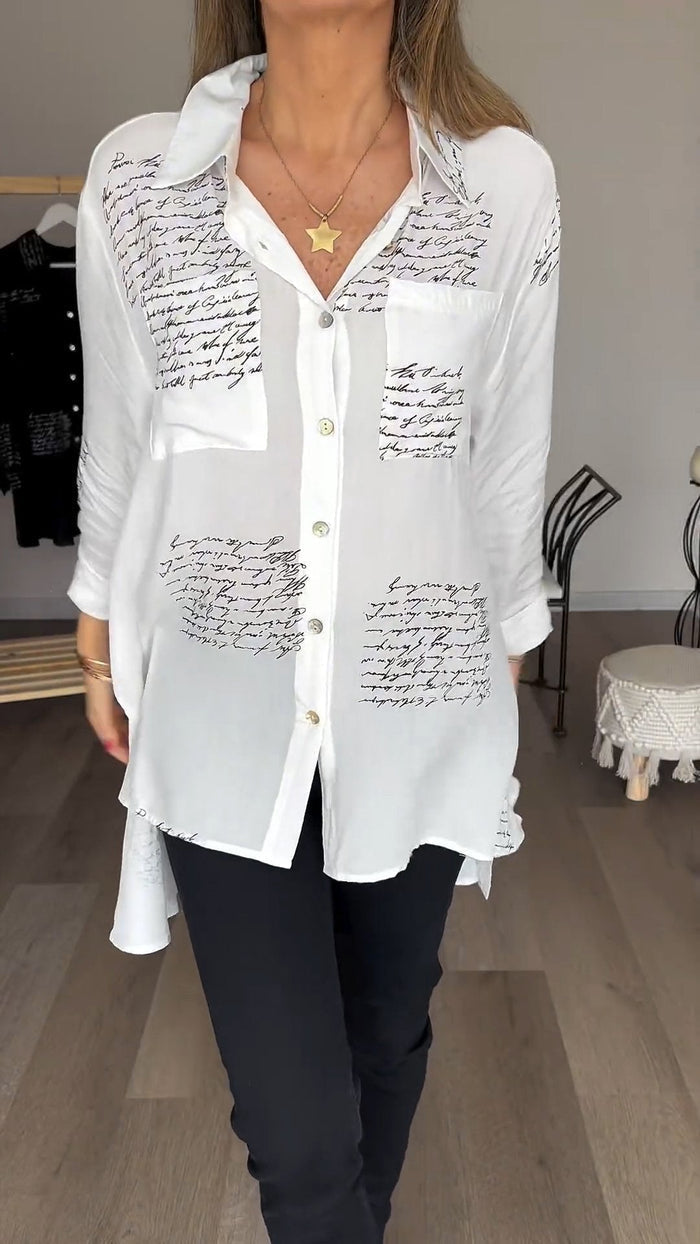 Lapel shirt with letter print