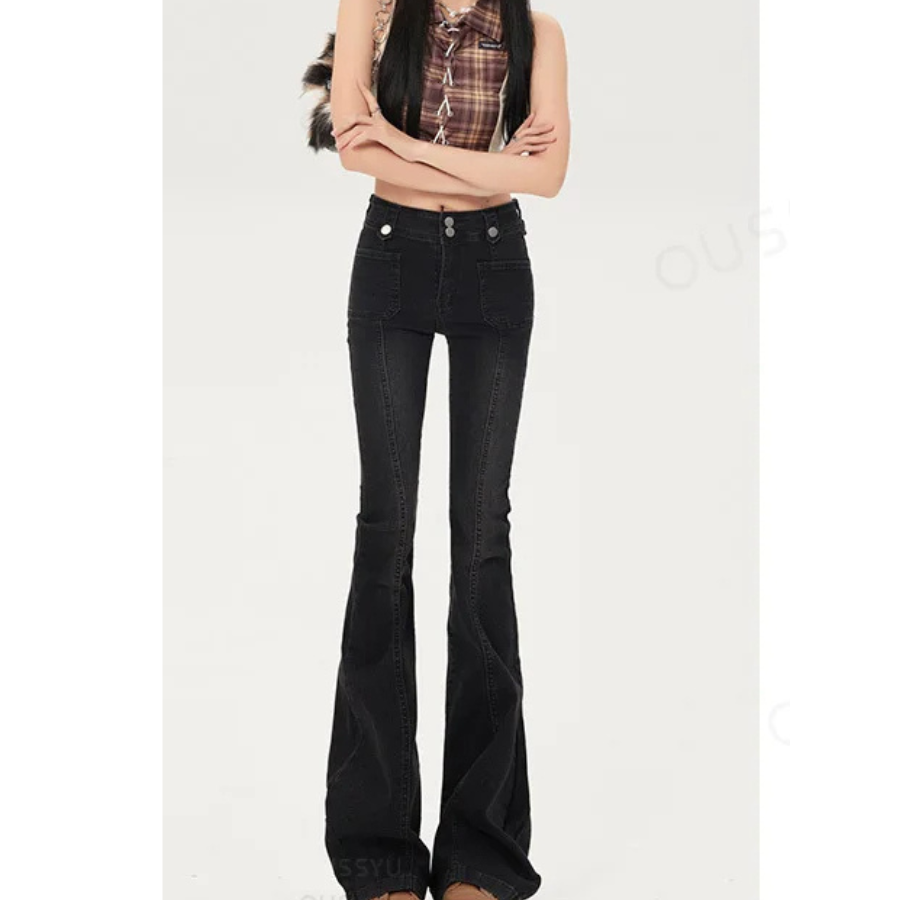 Casual Women's Flared Trousers with Slim Fit Design