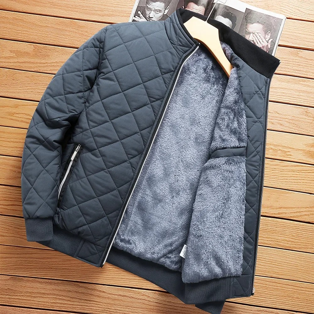 Men's quilted transition jacket with fleece lining