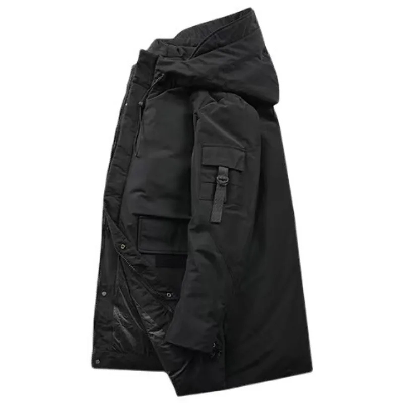 Men's parka winter jacket with hood and several pockets