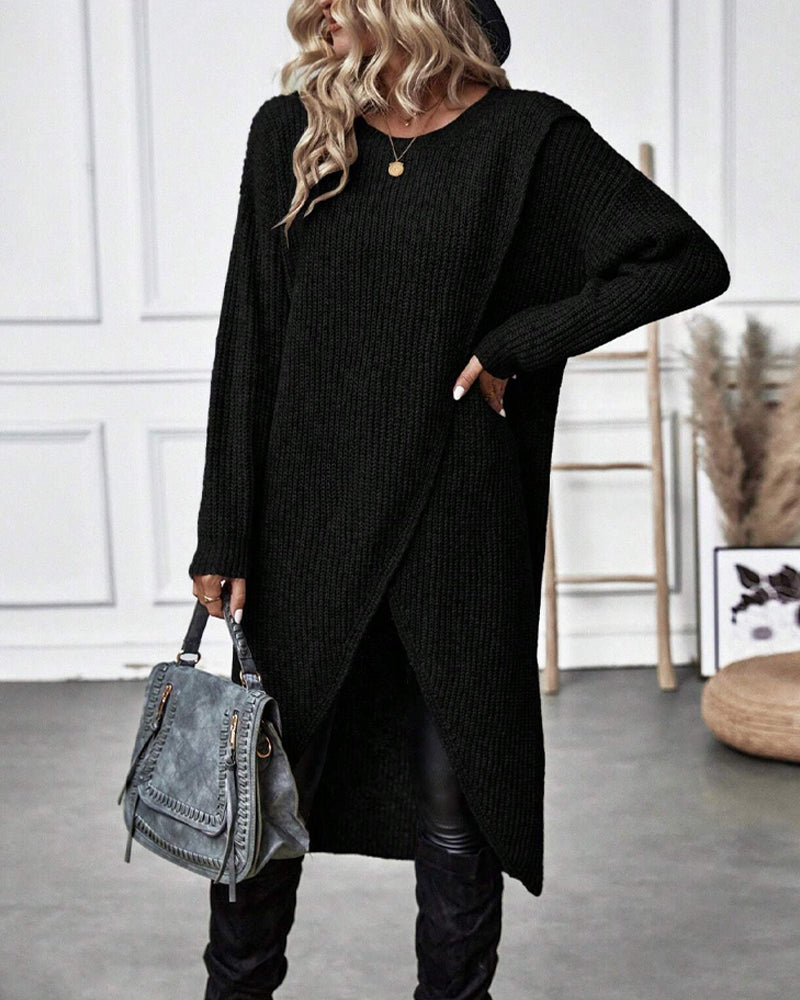 Knitted long coat dress