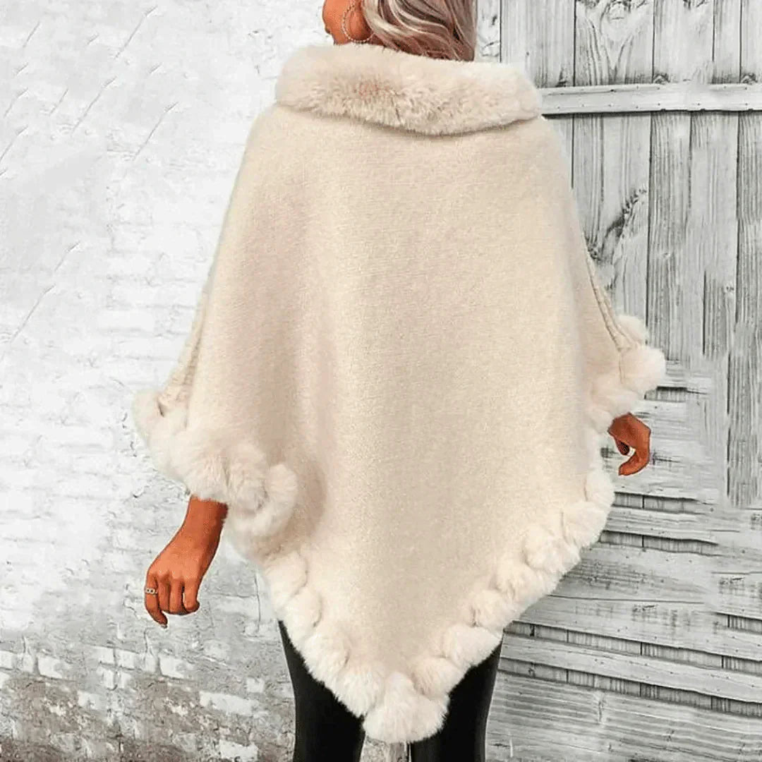 Women - Turtleneck Poncho - Cozy Knit Fabric - Stylish & Versatile Layering Essential