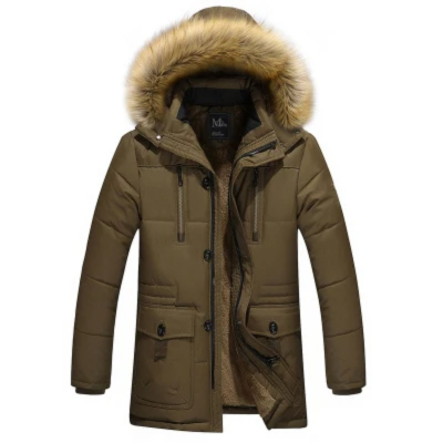 Winter jacket thickly lined with fur collar and zip