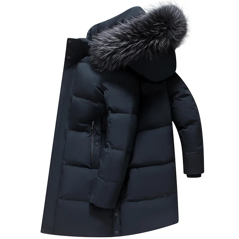 Men's parka winter jacket with fur hood and zips