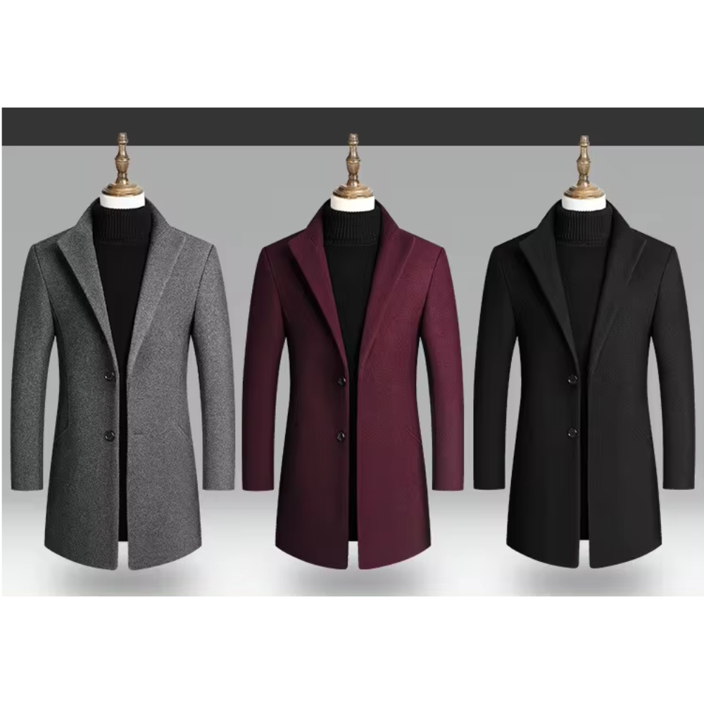 Modern stand-up collar coat with slim fit