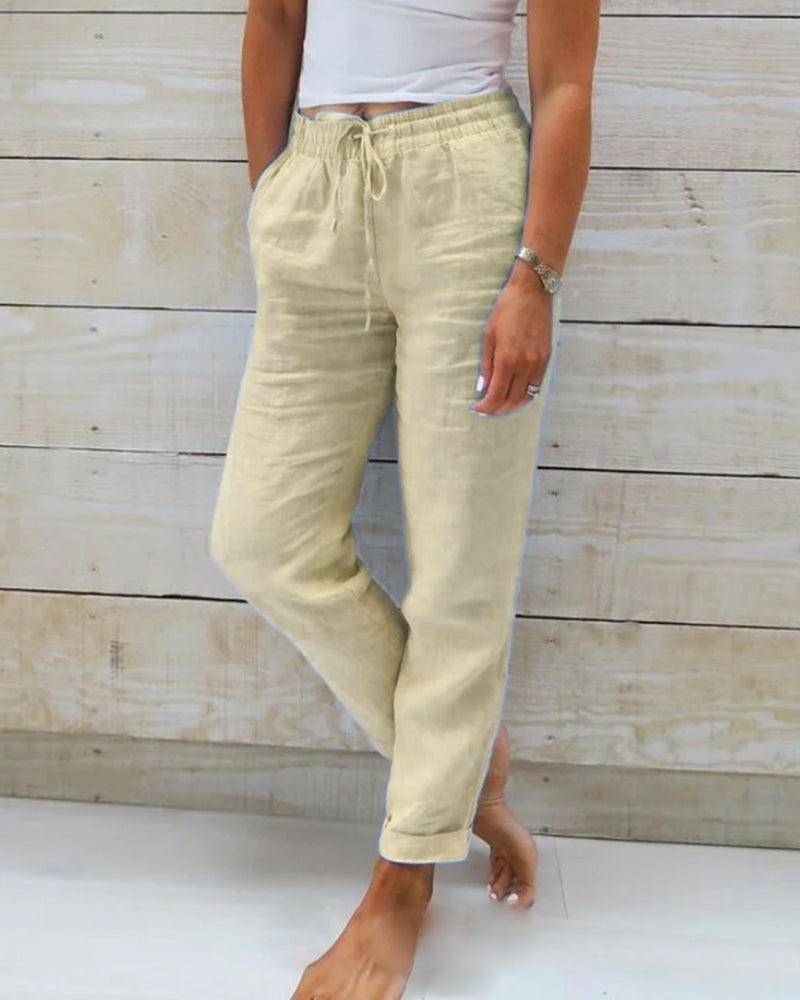 Elastic linen trousers