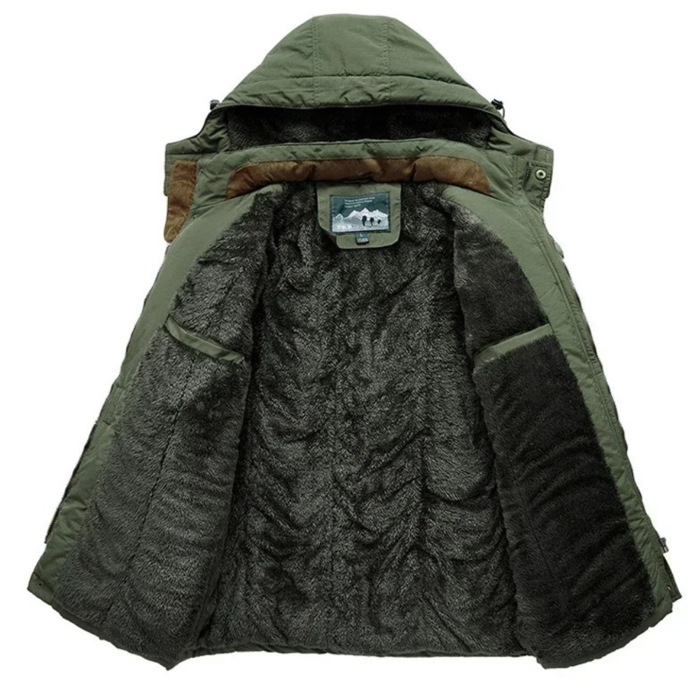 Windproof parka jacket with adjustable hood