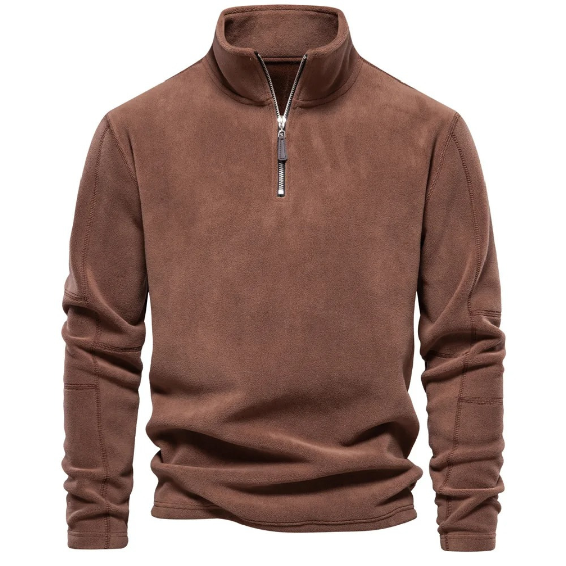 Cosy fleece pullover with zip and stand-up collar